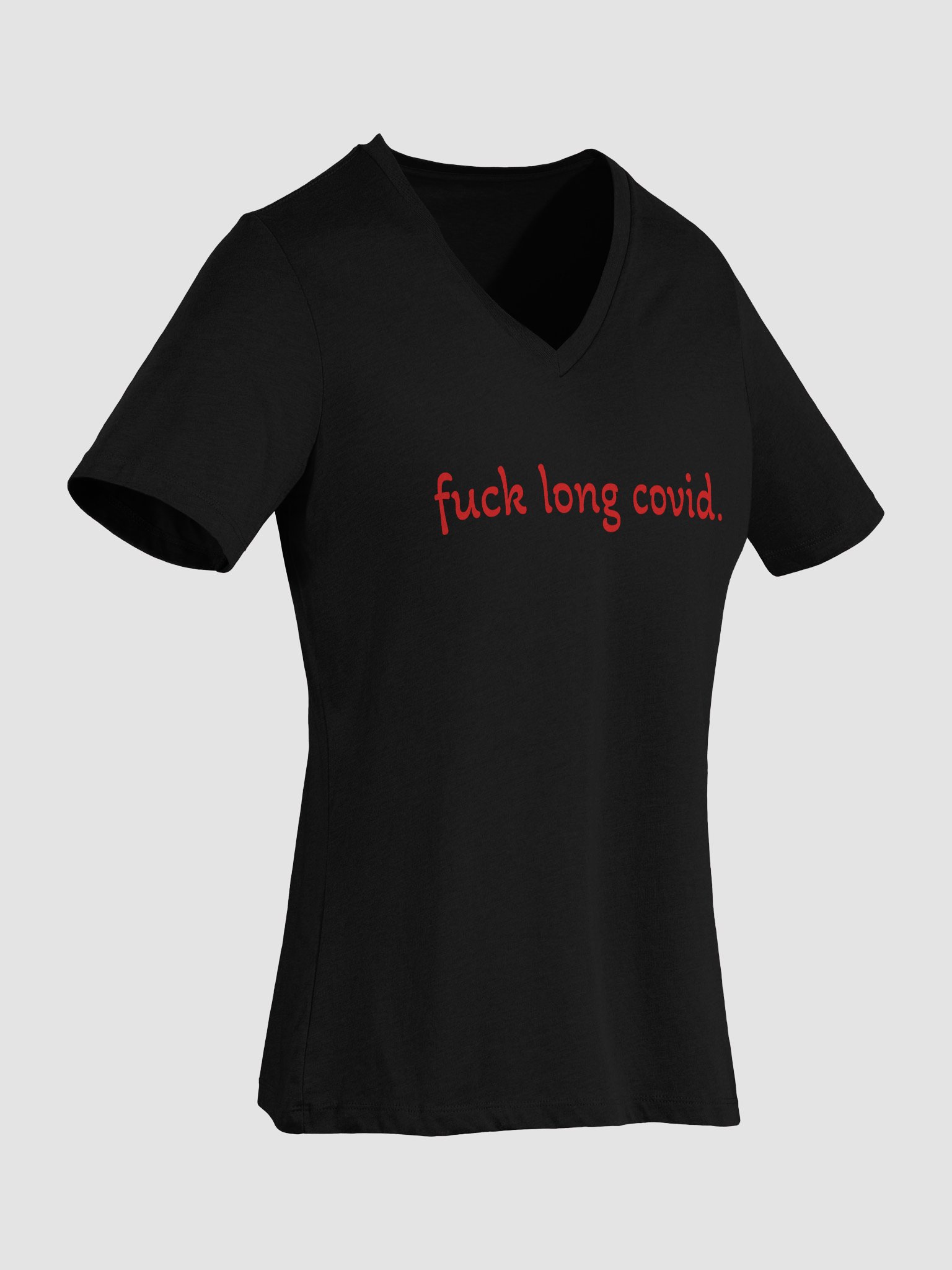 F*ck Long Covid Relaxed V-Neck Tee - Red product image (37)