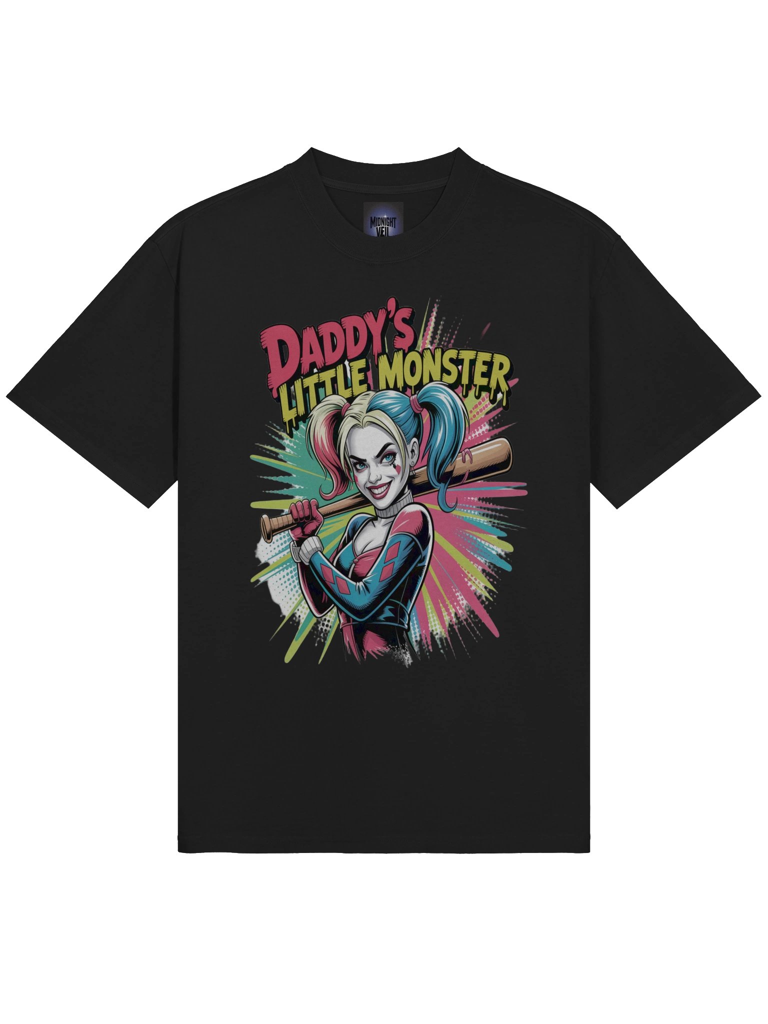 Daddy's Little Monster: Harley Quinn Bat Burst Oversized Faded Unisex T-Shirt product image (5)