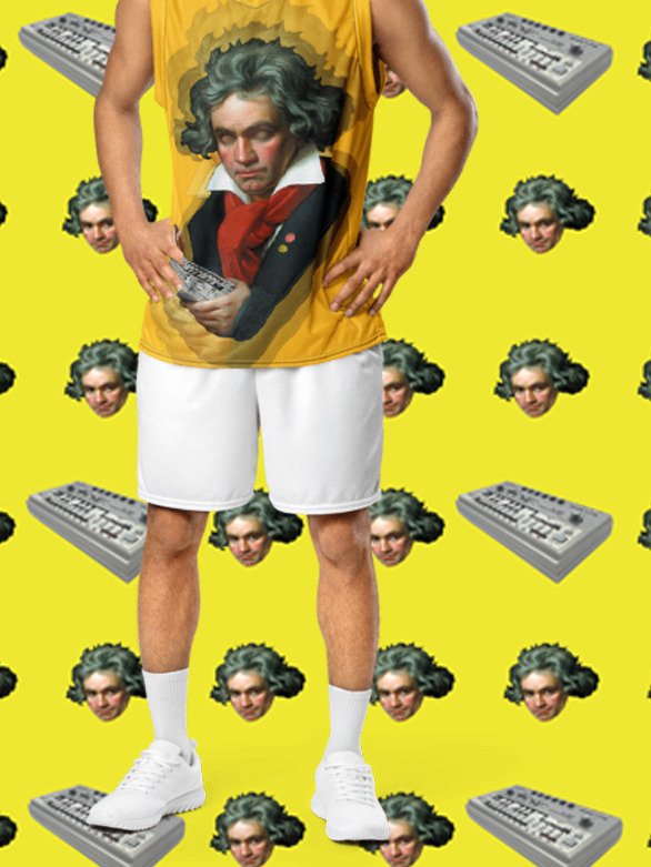 Roland van Beethoven by Frank Fonik (tb- 3-0-3 tribute) classic synth Tribute Unisex Basketball Jersey product image (1)