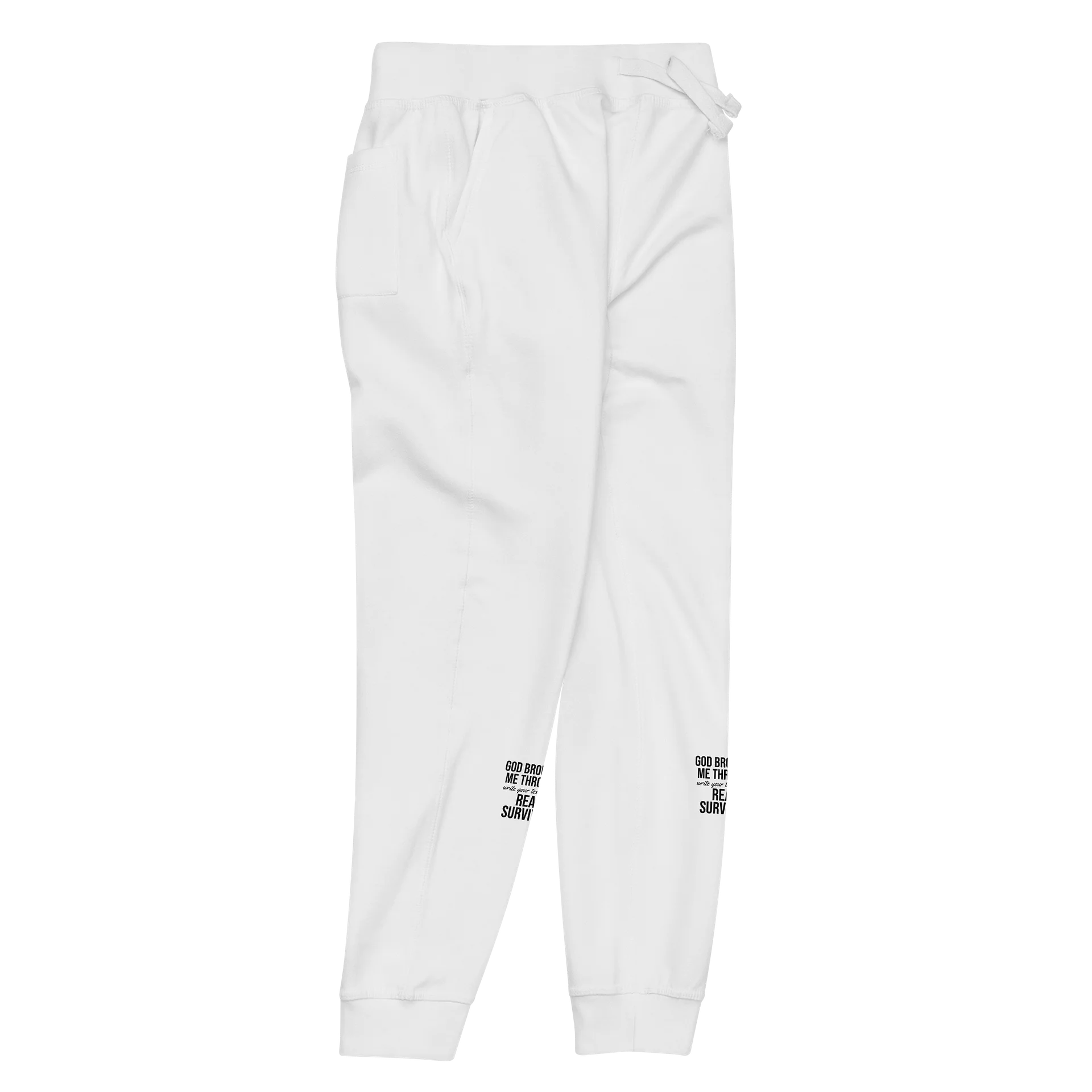 God Brought Me Through “Real Survival” White Joggers | GBMT Signature Edition product image (2)
