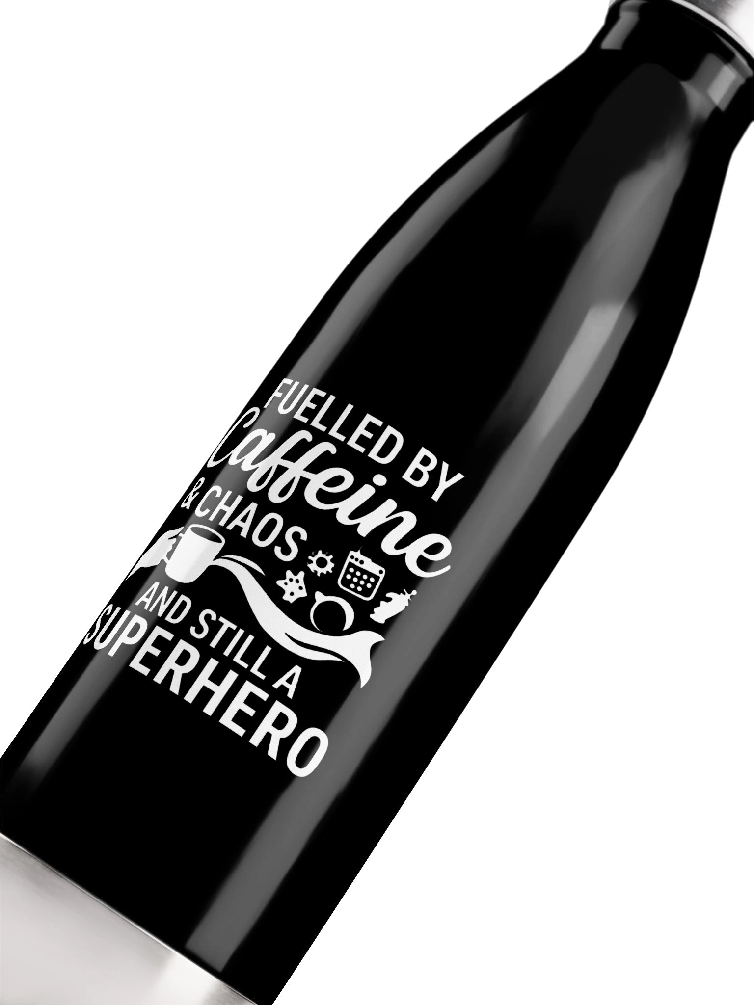 FUELLED BY Caffeine & CHAOS — Superhero Bottle product image (5)
