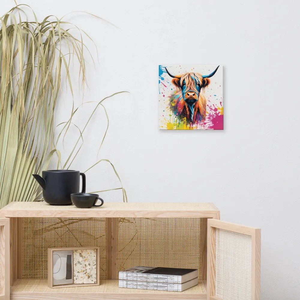 Multi Coloured Paint Splash Highland Cow Wall Art product image (11)