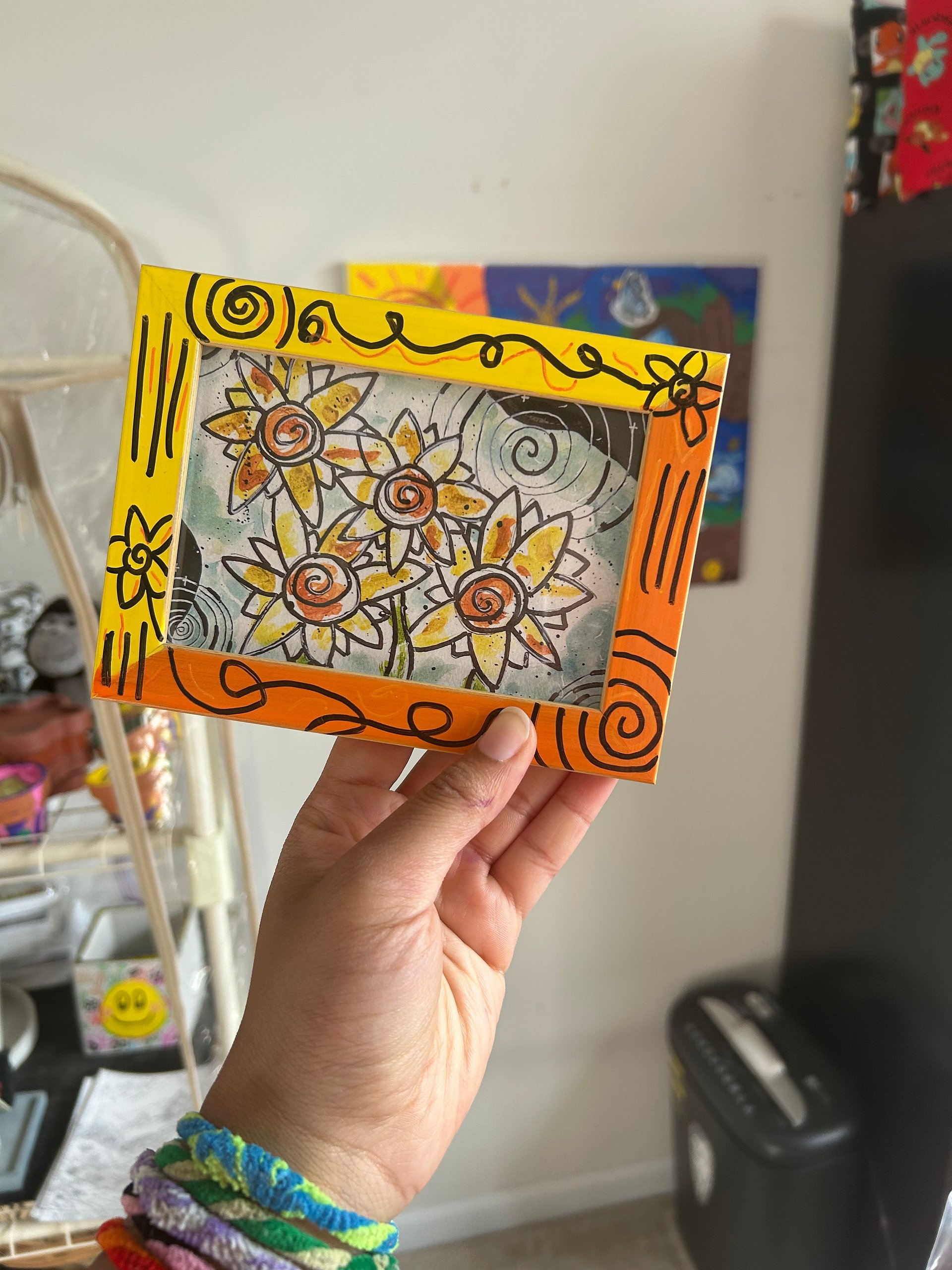 Sunflower art print in super duper cool painted frame! product image (4)