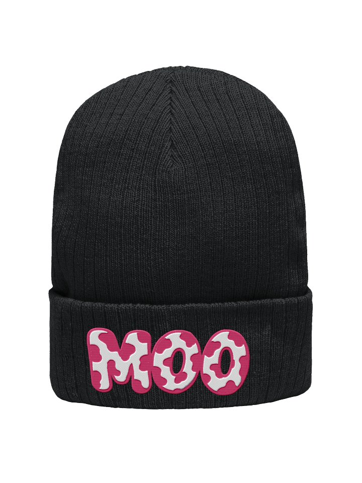 Moo Print Ribbed Beanie product image (2)