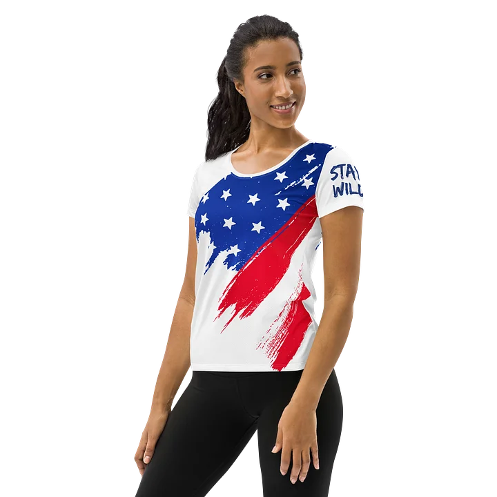 Roam Free • Stay Wild – Patriotic Women’s Flag Adventure Shirt product image (2)