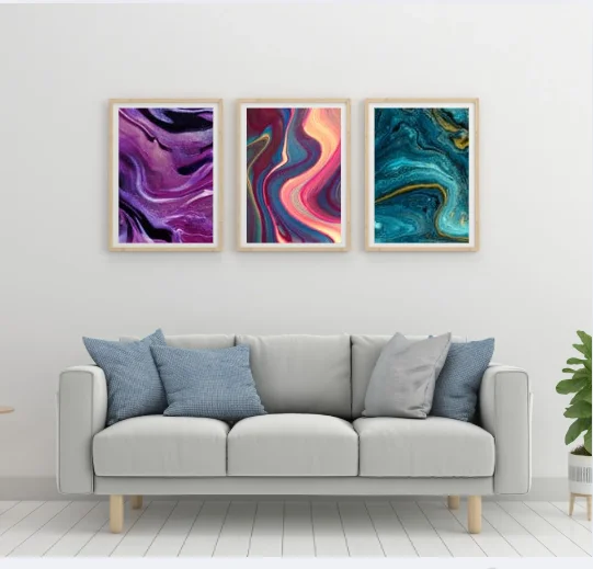 Set of 3 Multi-Colour Abstract Wall Art Prints product image (1)