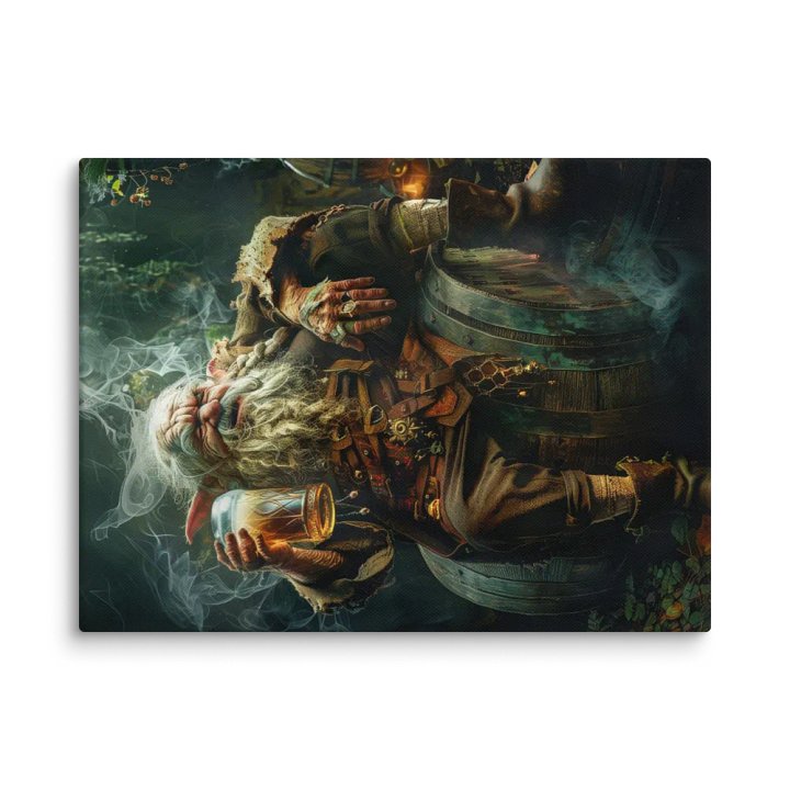 Elder elf drinking a beer - Canvas product image (1)