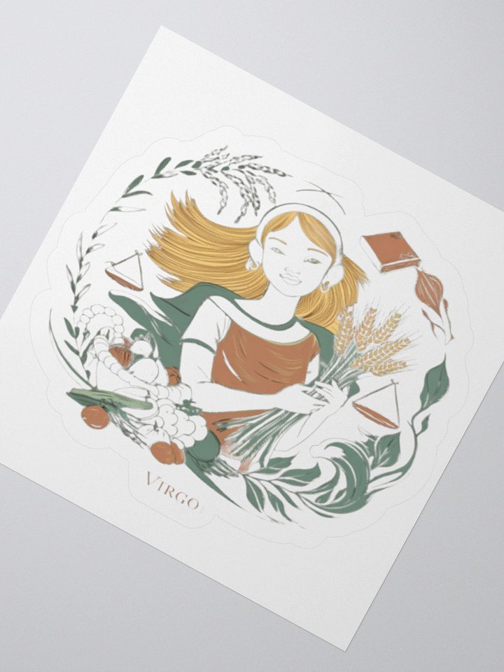 Virgo Zodiac Sticker - Female with Wheat & Scales - Vinyl product image (4)