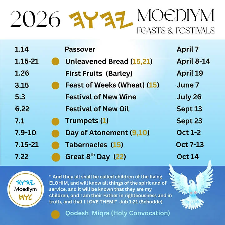 2026 Moedyim Feasts & Festivals Calendar Magnets - Enoch, Jubilees, Zadok, DSS (English) product image (2)