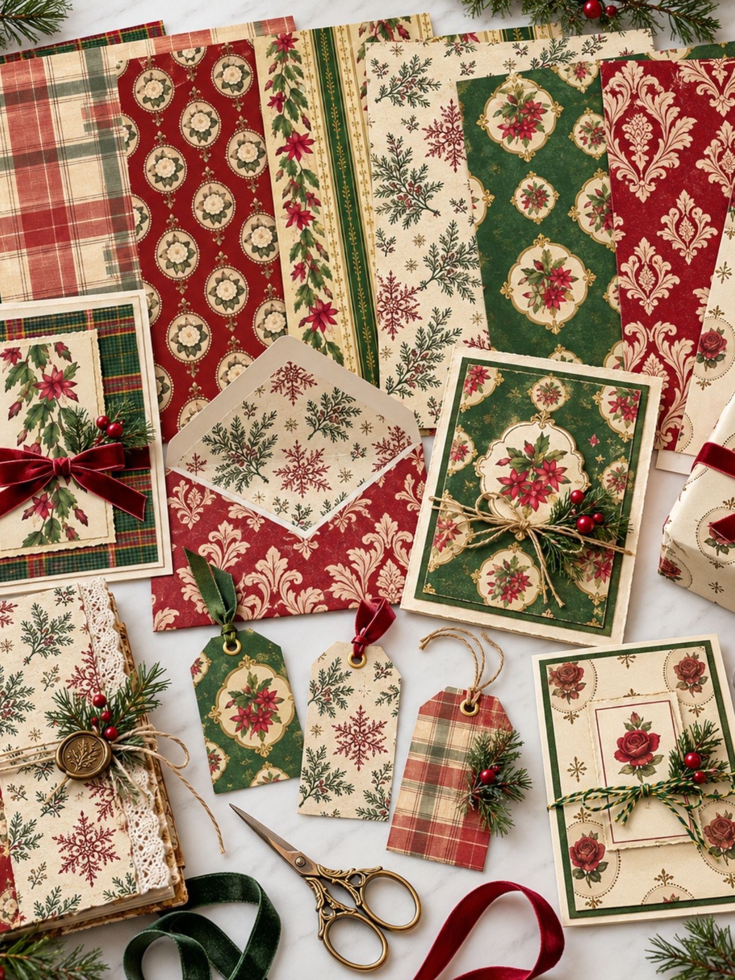 600 Vintage Christmas Junk Journal Pages, Victorian Ephemera, Antique Holiday Backgrounds, Printable Scrapbook Digital Paper Bundle, 300 DPI product image (7)
