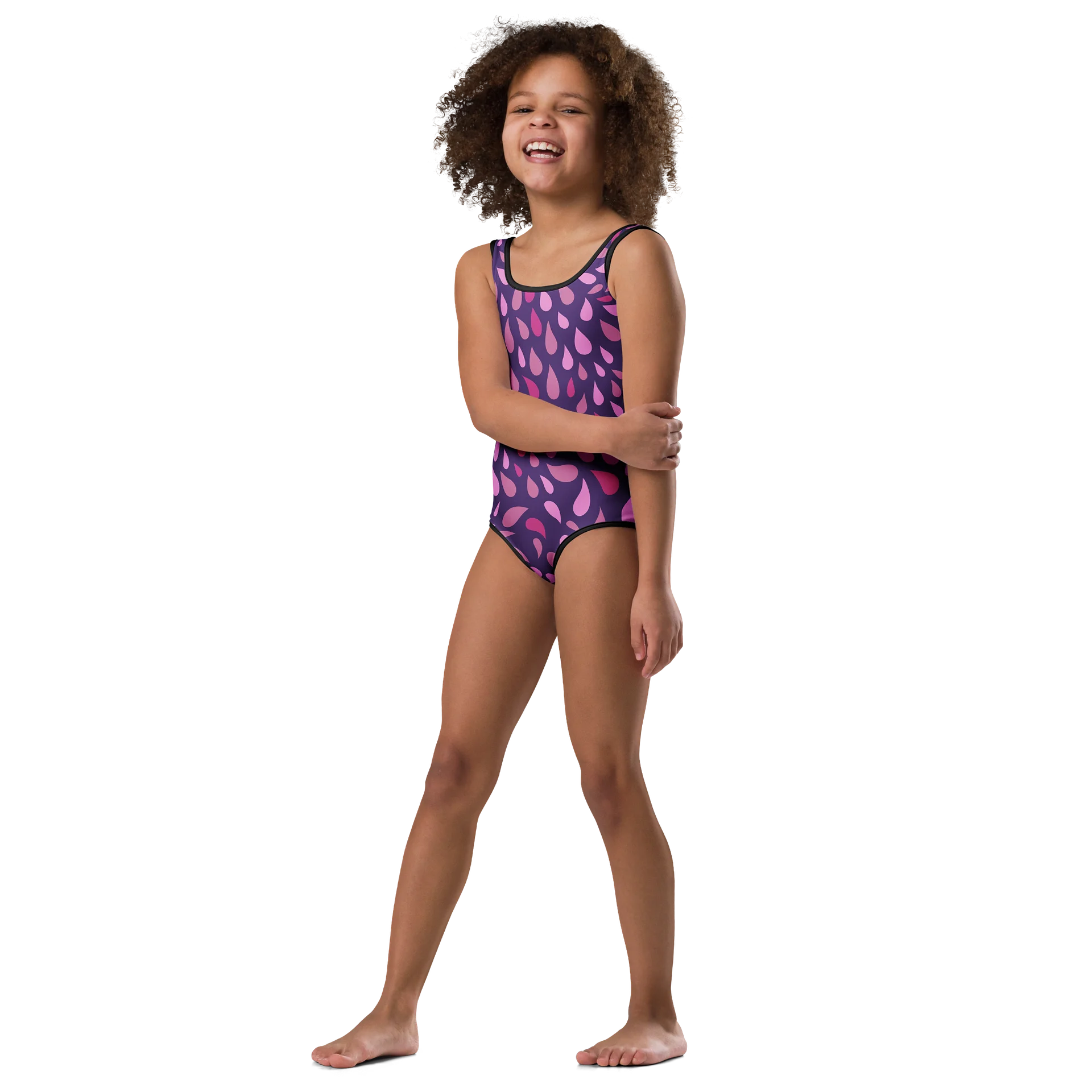 Magenta Floral Swirl Kids Swimsuit product image (5)
