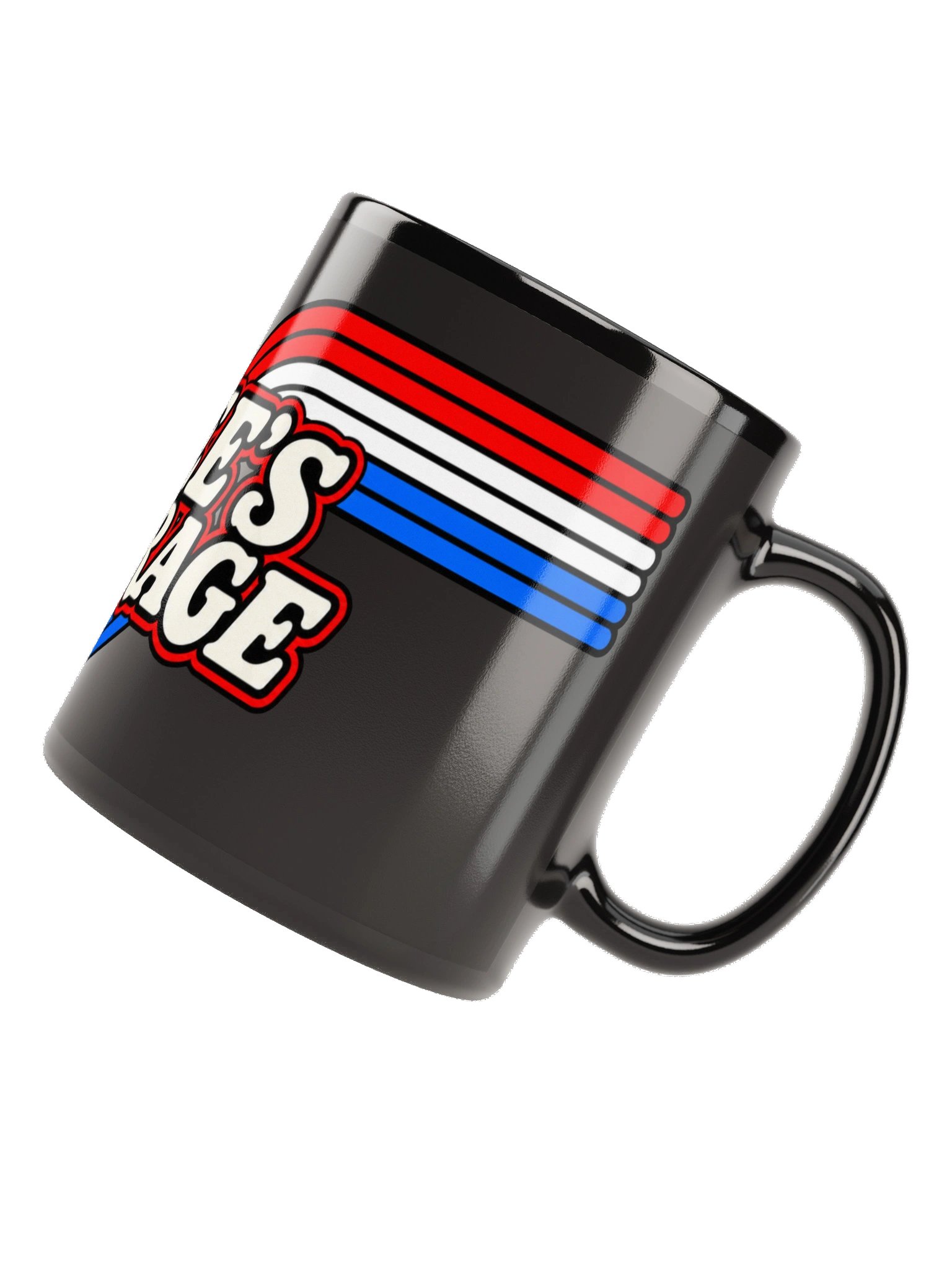 Lee’s Garage Retro Stripes Black Mug product image (3)