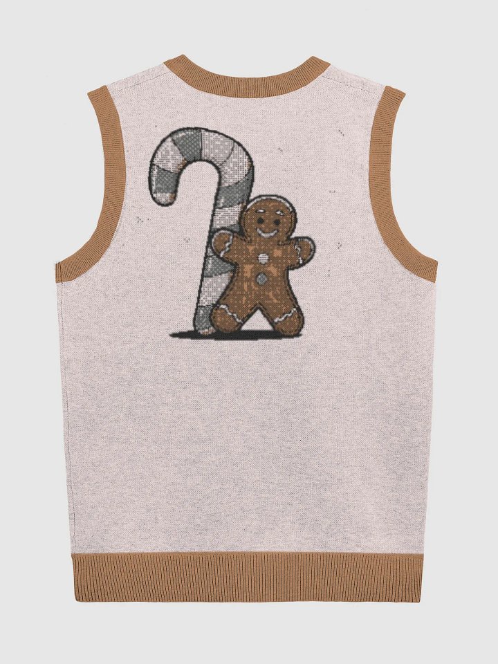 Festive Candy Cane and Gingerbread Man Knitted V-Neck Vest product image (9)