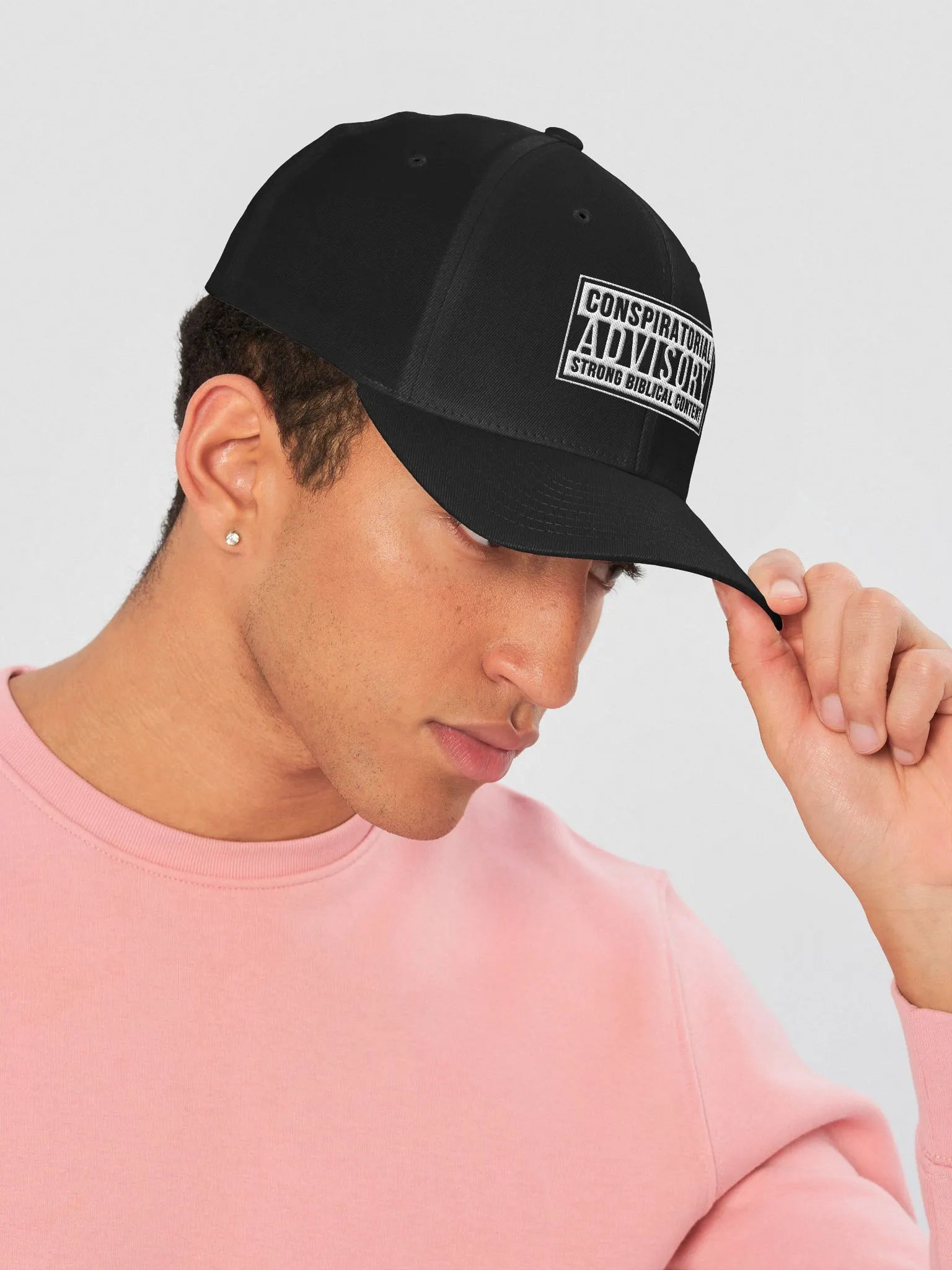 “Conspiratorial Advisory” Fitted Cap product image (4)