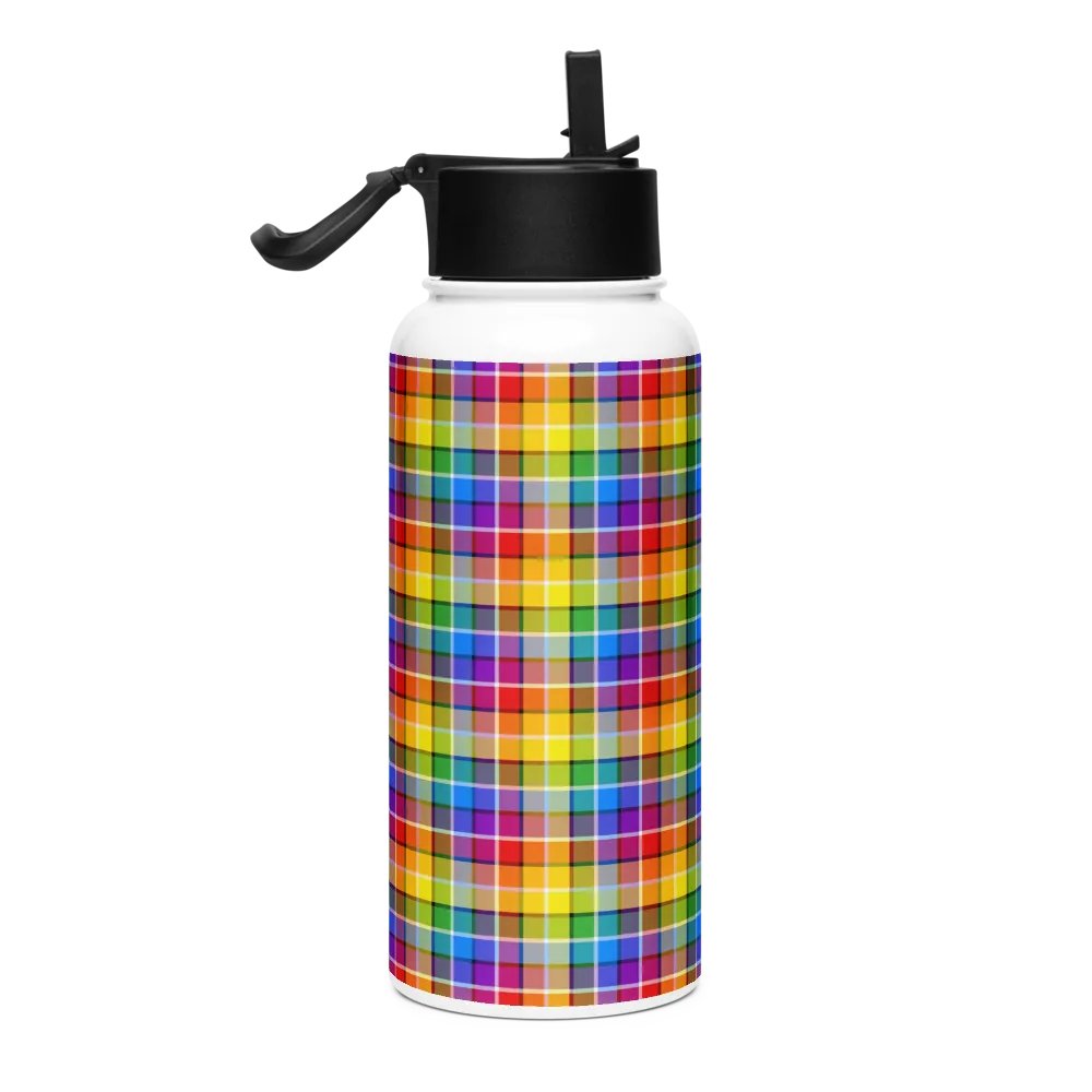 Bright Rainbow Plaid Water Bottle product image (1)