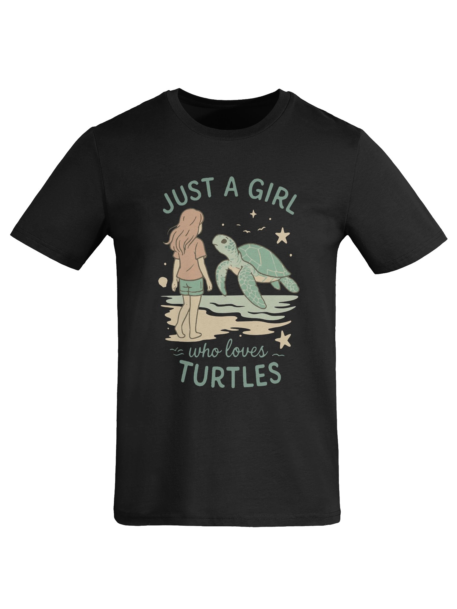 Graphic with Pastel Colors and Retro Hand-Drawn Text ‘Just a Girl Who Loves Turtles’ product image (50)