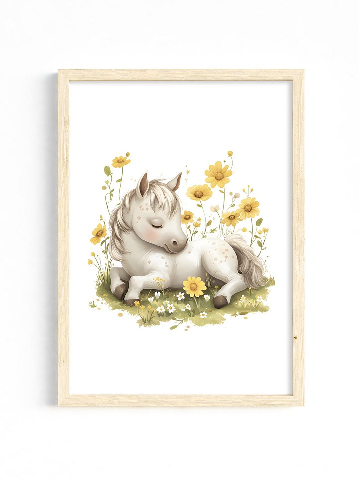 Horse and Yellow Florals Farmhouse Nursery Print product image (1)