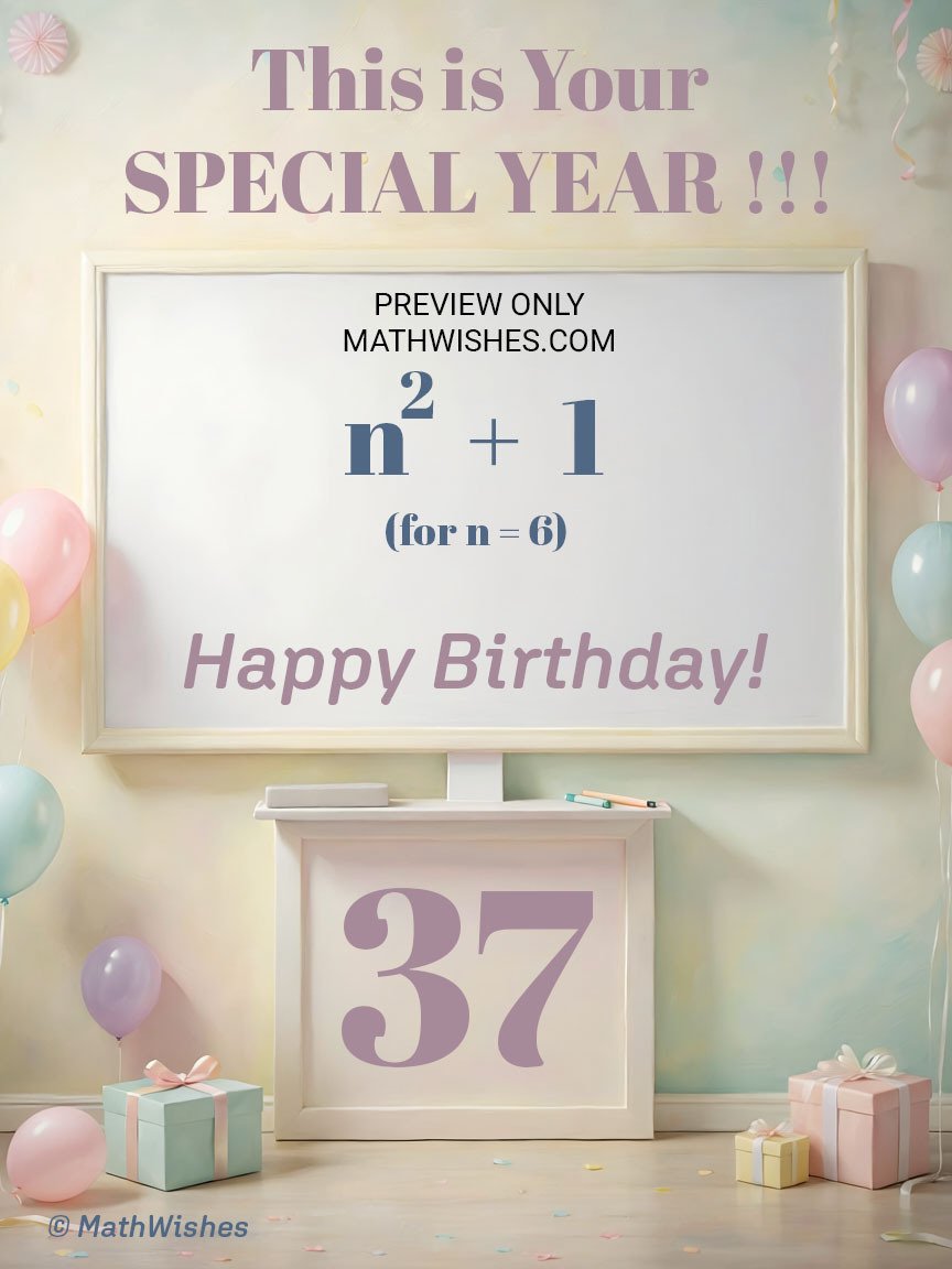 37th Birthday Card - Algebra Equation product image (1)