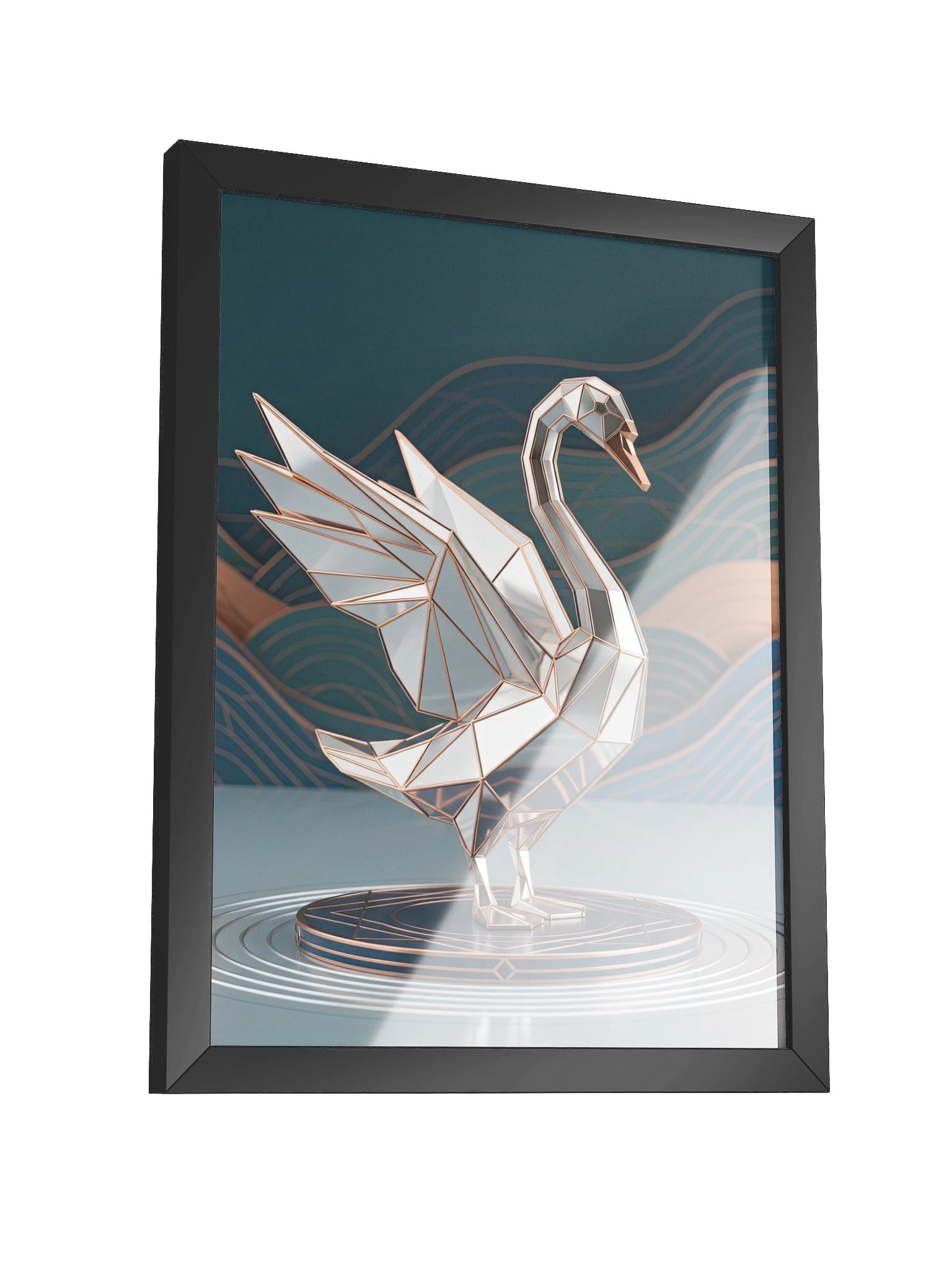 Geometric Metallic Swan Framed Poster - Neo-Deco Wall Art product image (19)