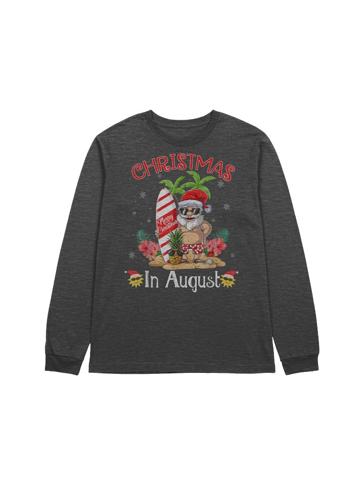 Christmas In August Shirt Funny Summer Santa Beach Vacation Long-Sleeve product image (1)