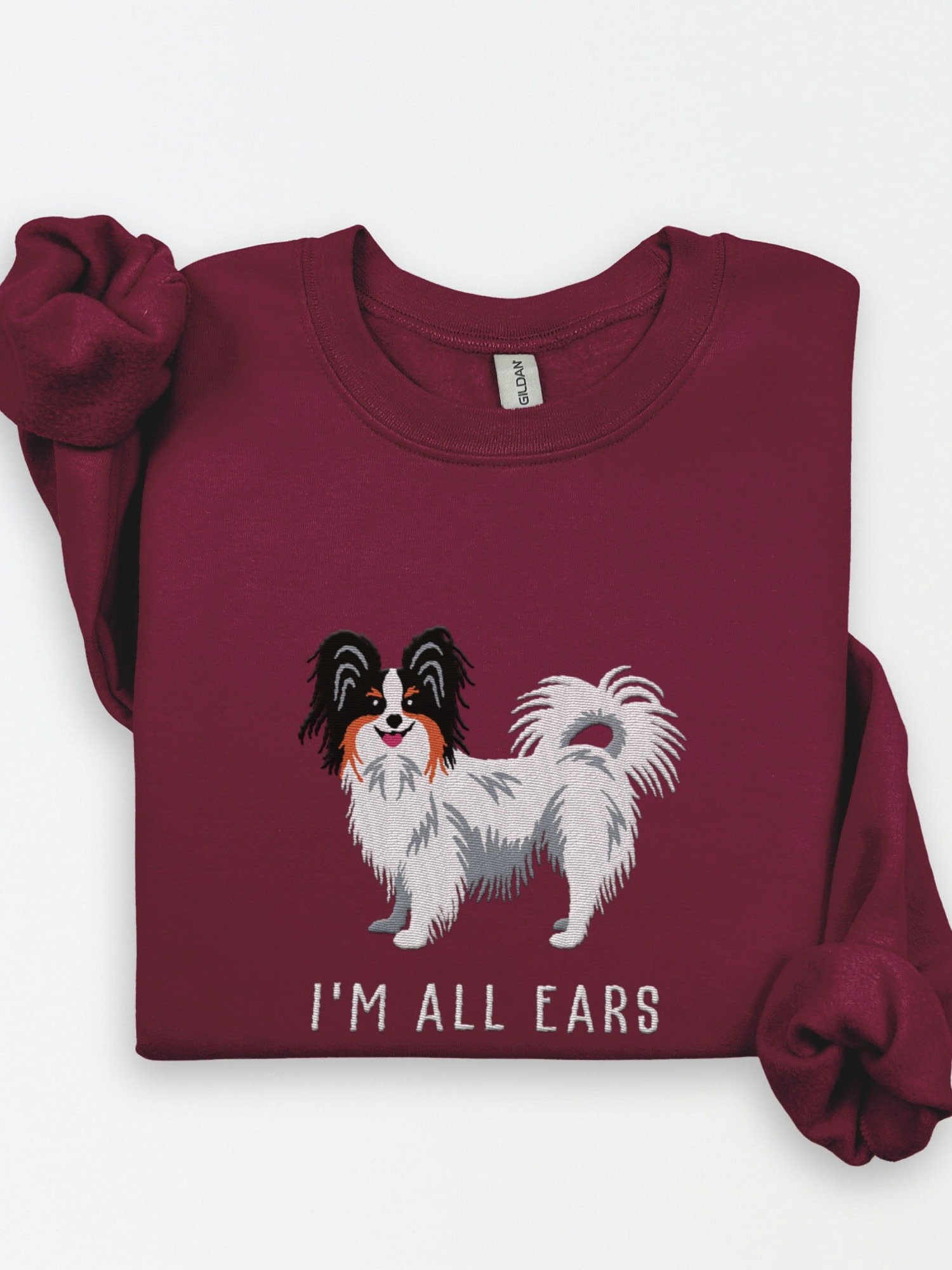 I'm All Ears Sweatshirt (Embroidered) of a Papillon(Tricolor) product image (1)