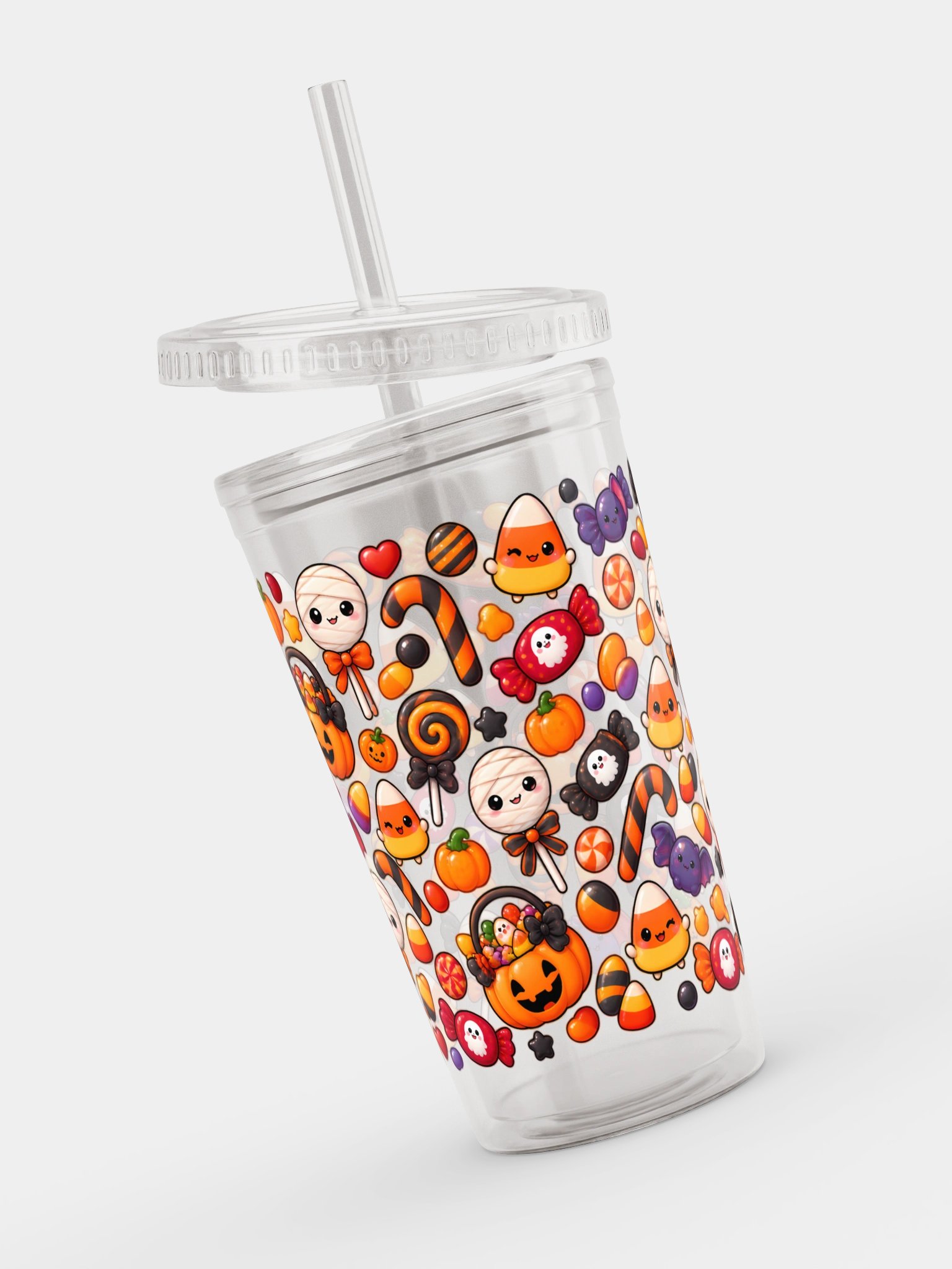 Trick-or-Treat Candy Theme Clear Dual Wall Tumbler 16 Oz (473 ml) product image (4)
