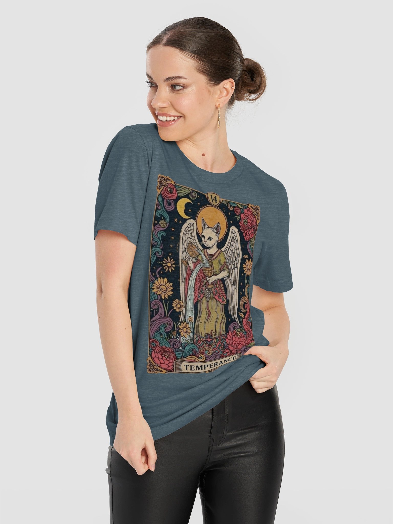 Temperance Tarot Cat Shirt, Celestial Floral Tee product image (12)