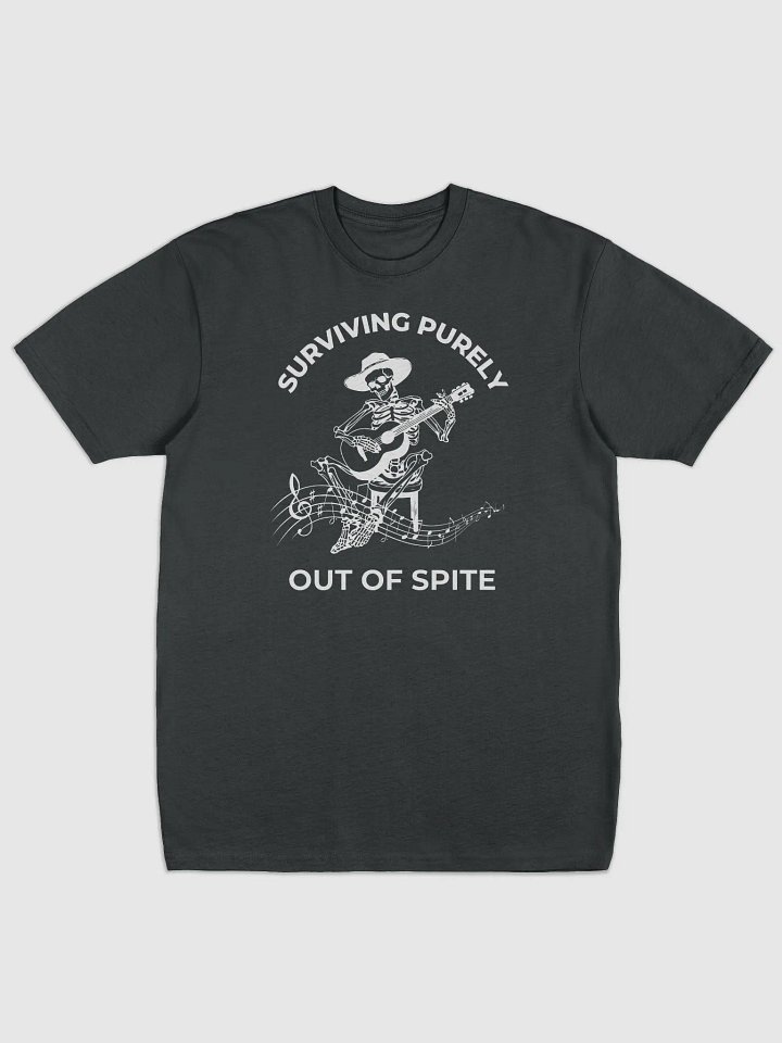 Surviving Purely Out of Spite" Skeleton Guitar T-Shirt – Funny Gothic Western Tee product image (2)