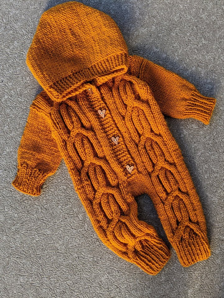 Aran Knit Baby Romper Pattern product image (1)