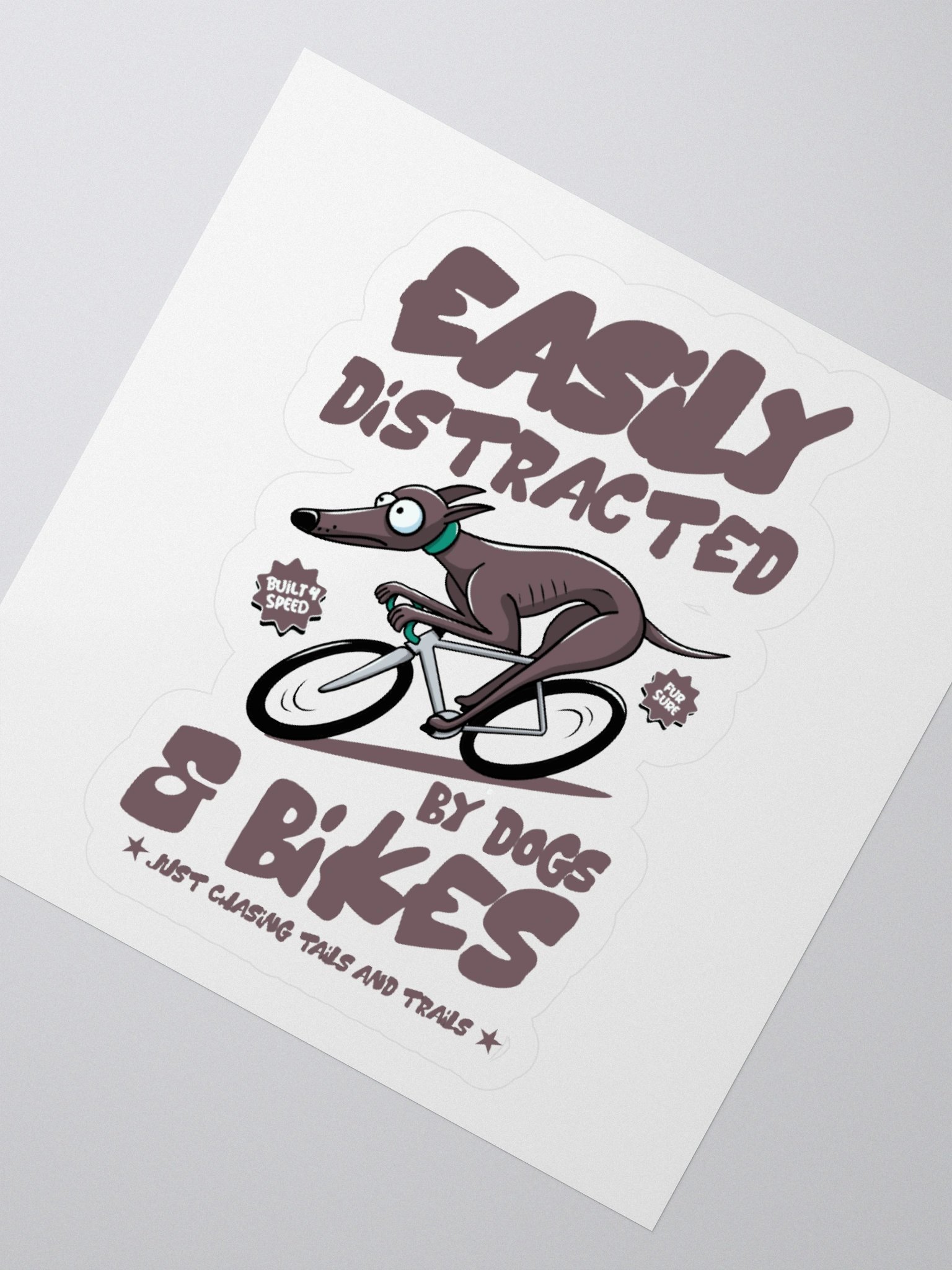 Easily Distracted by Dogs & Bikes Vinyl Sticker – Funny Greyhound Biking Decal for Cyclists & Dog Lovers product image (6)