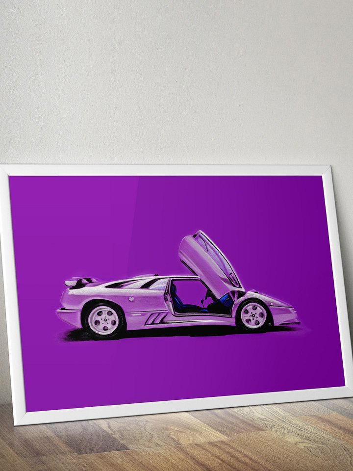 Purple Lamborghini Diablo - A3 print product image (1)