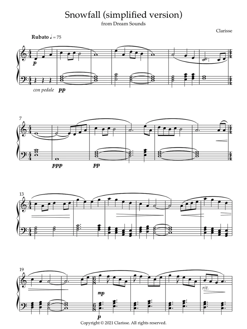 Snowfall (simplified version) - Sheet Music product image (1)