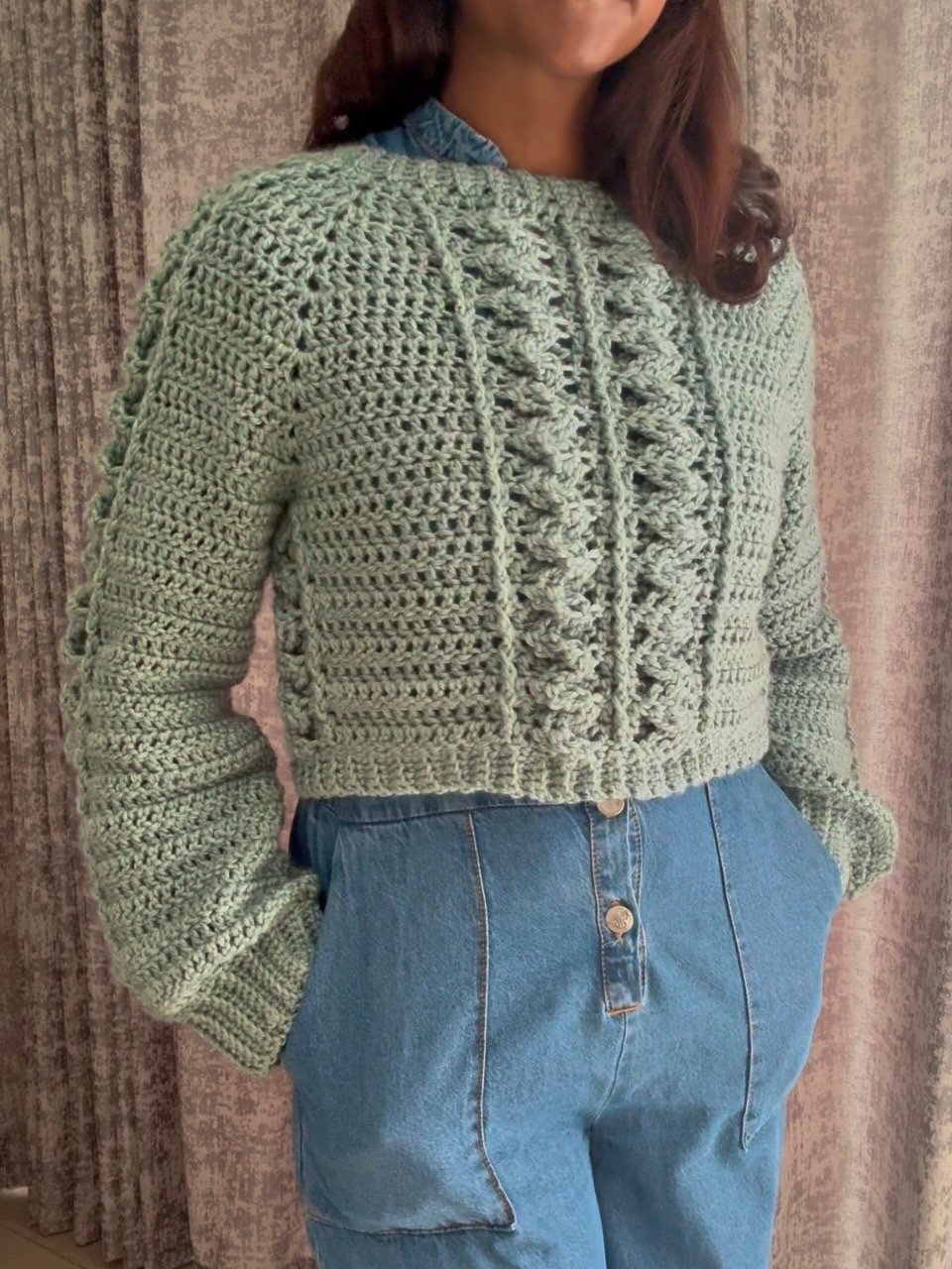 Crochet Raglan Cable Stitch Sweater CHART ONLY product image (1)