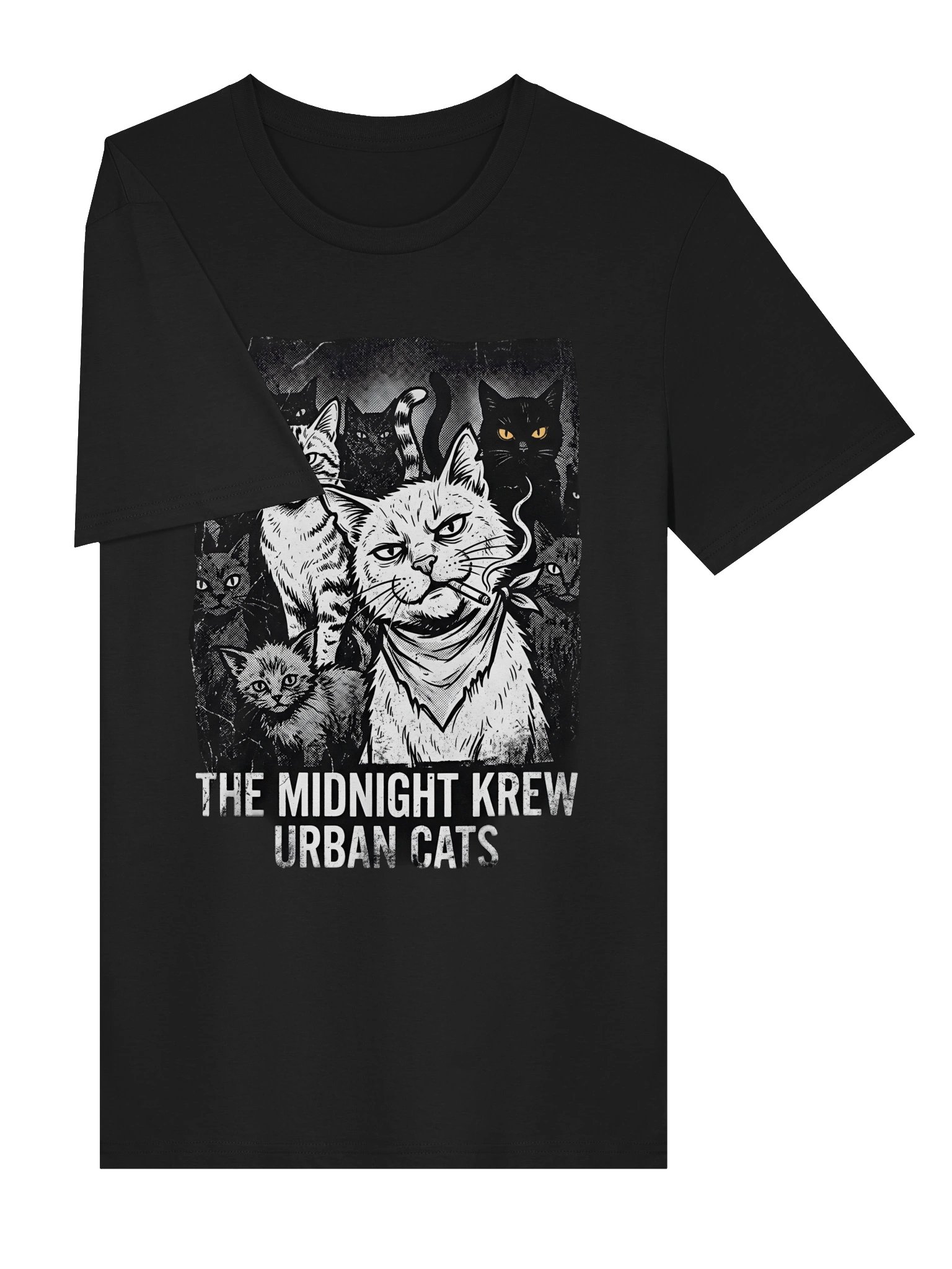 The Midnight Krew Urban Cats T-Shirt | Gritty Streetwear Cat Graphic Tee product image (37)