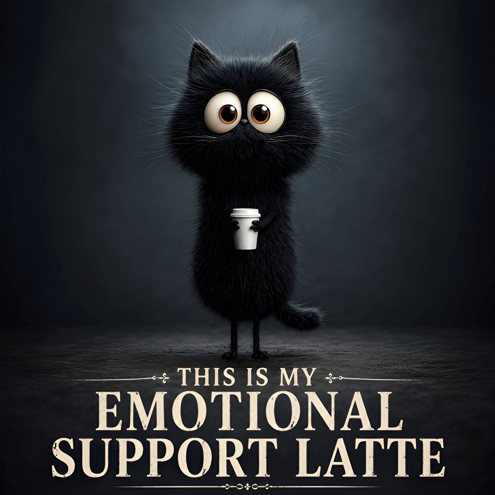 Emotional Support Latte T-Shirt | Funny Black Cat Coffee Shirt | Unisex Oversized Premium Tee product image (2)