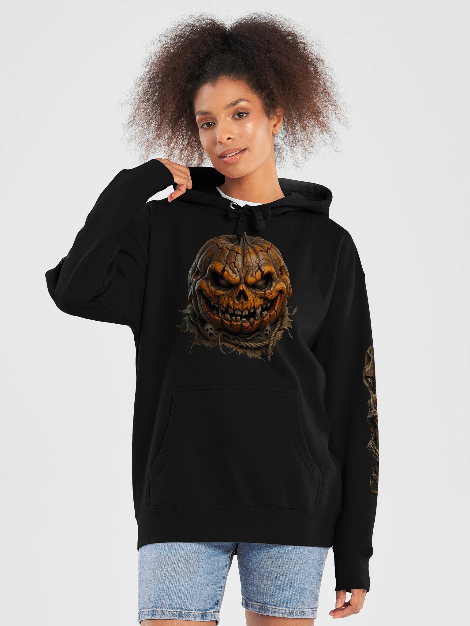MINAY Originals | Pumpkin Reaper Graphic Heavyweight Hoodie – Gothic Halloween Streetwear product image (55)