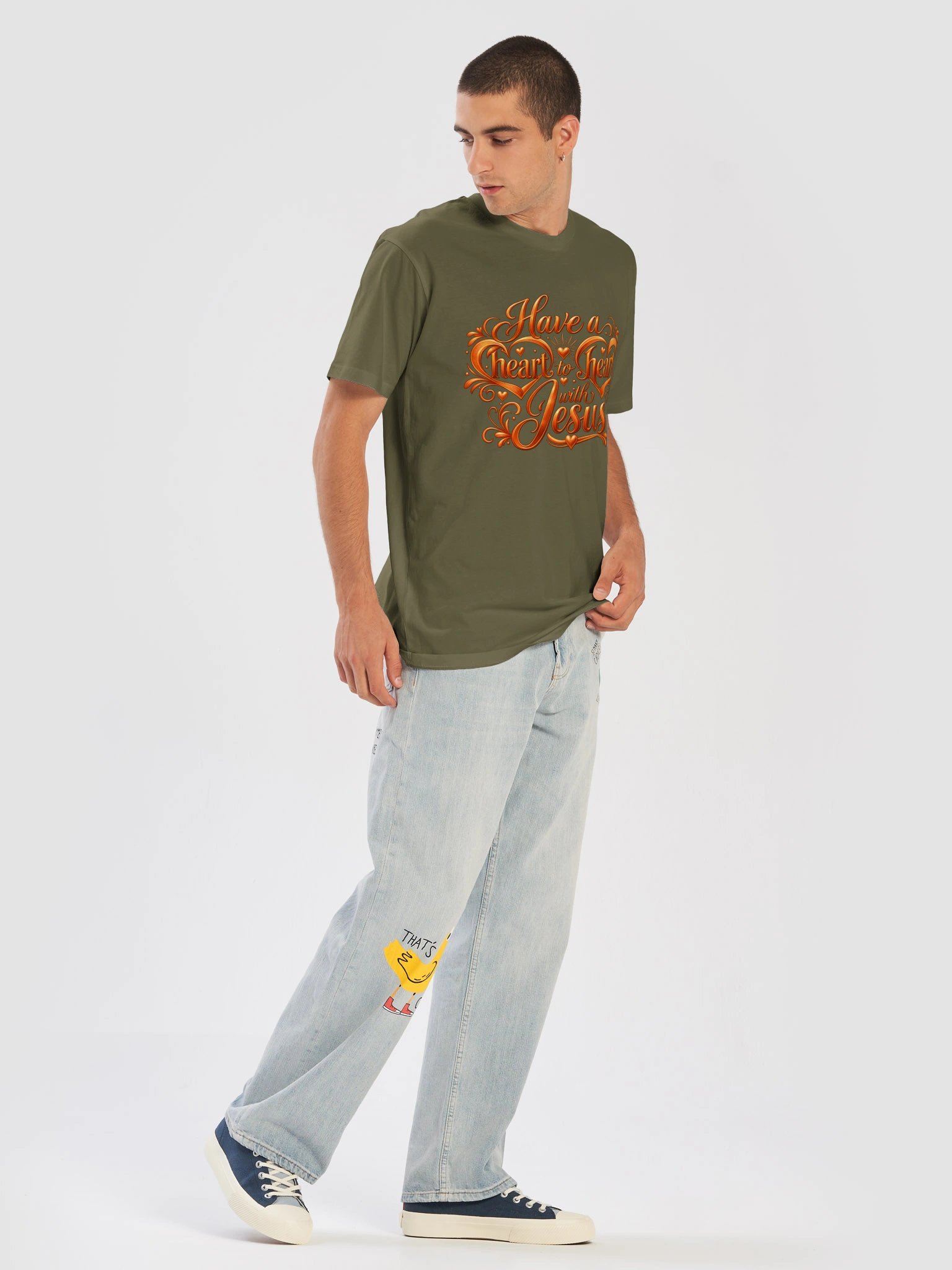 Orange — Have a Heart-to-Heart with Jesus | Then Watch GOD Move Christian Faith Premium Unisex T-Shirt product image (5)