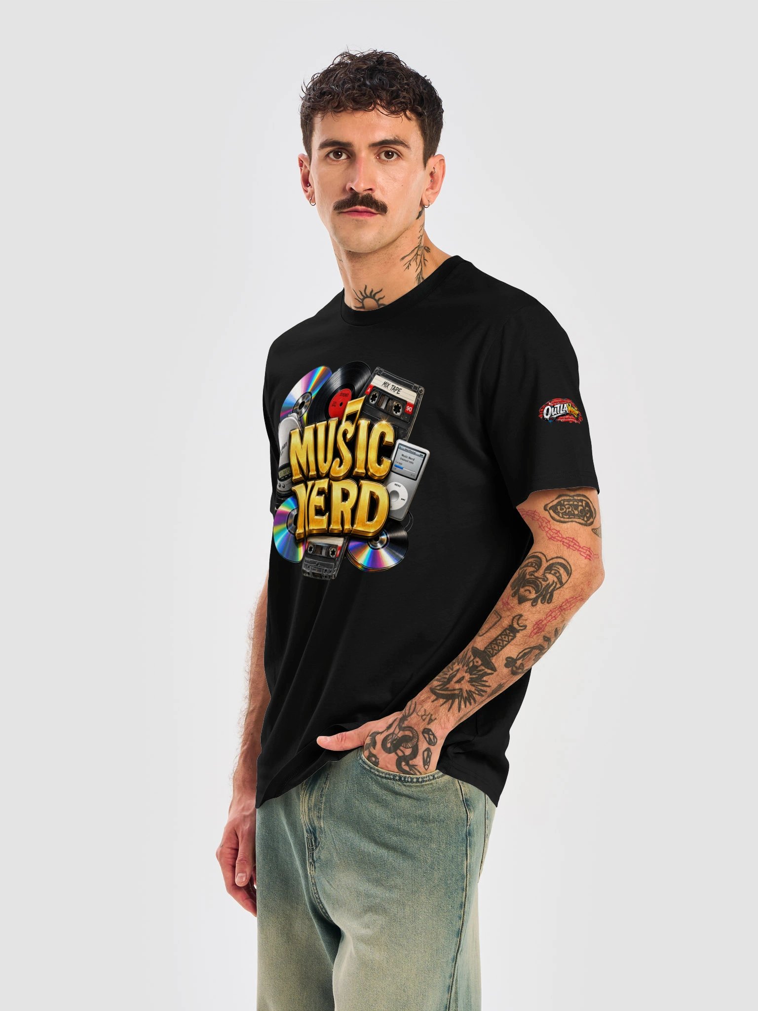 MUSIC NERD Gold Retro Collage Tee product image (52)