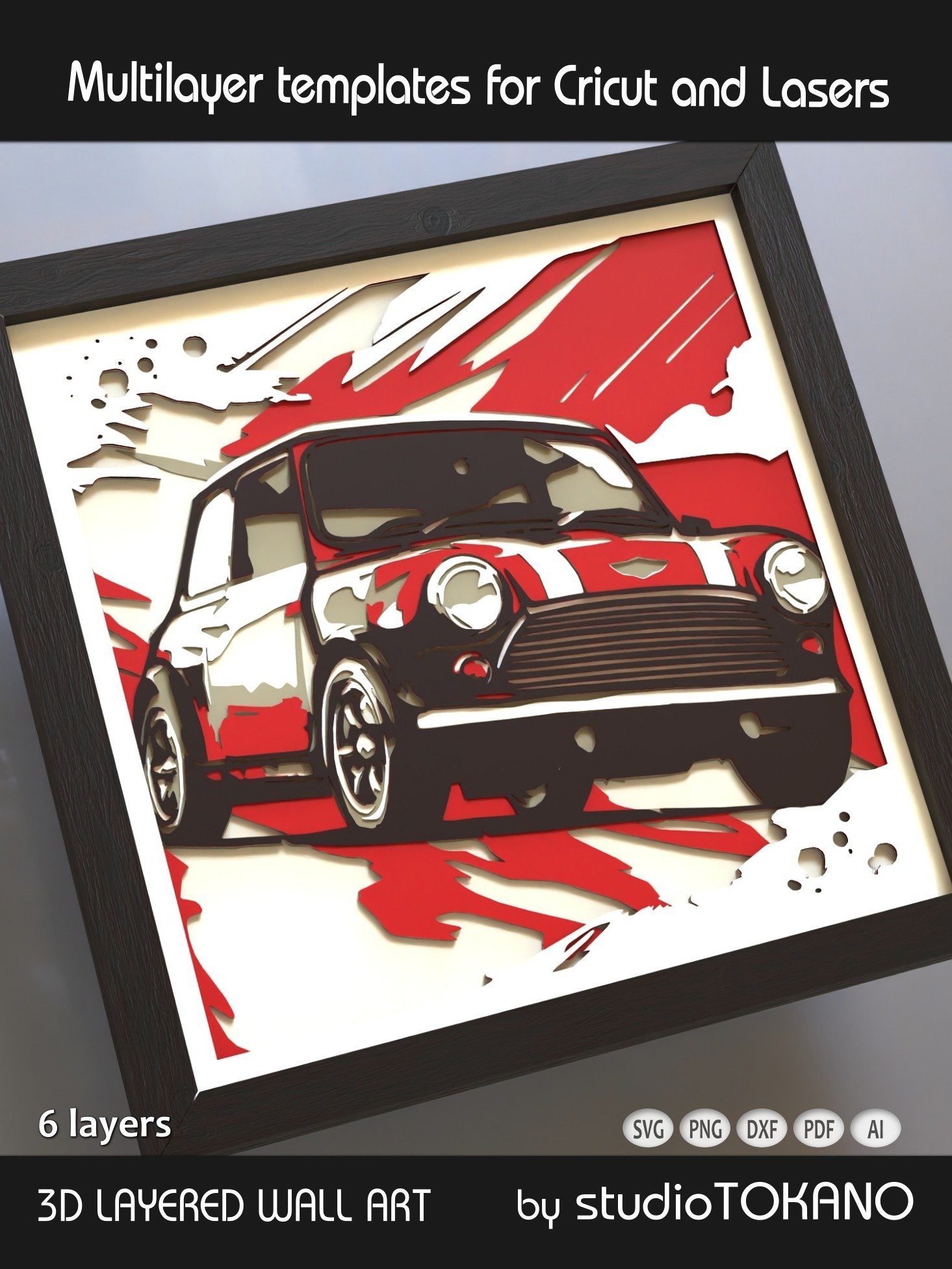 Mini Cooper 3D Layered Car SVG product image (6)