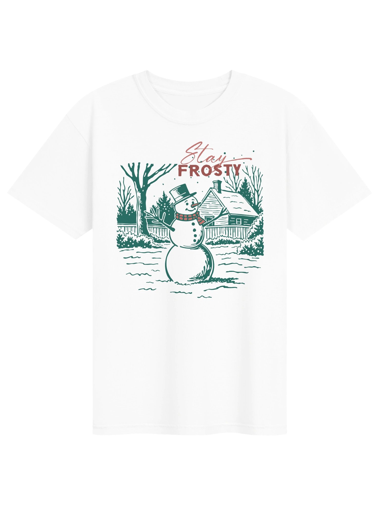 Stay Frosty retro Christmas t-shirt with a vintage snowman scene product image (37)