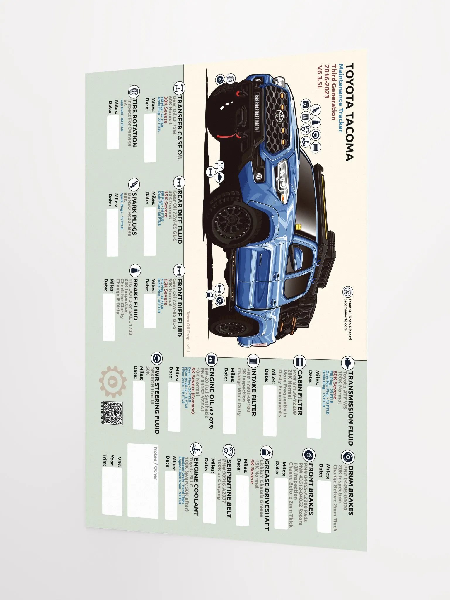 3rd Gen Maintenance Tracker v1.1 - Blue product image (4)