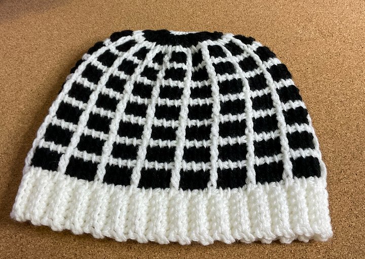 Beanie - Tunisian Addams (White Brim Variant) product image (1)