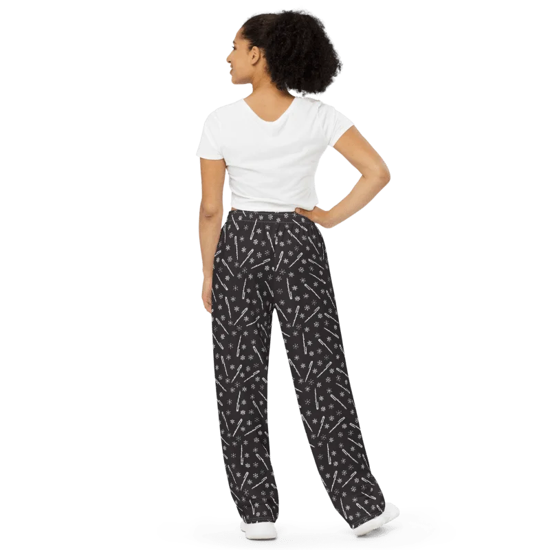 Bass Flute - Flutes and Snowflakes Unisex Wide-Leg Lounge Pants product image (4)