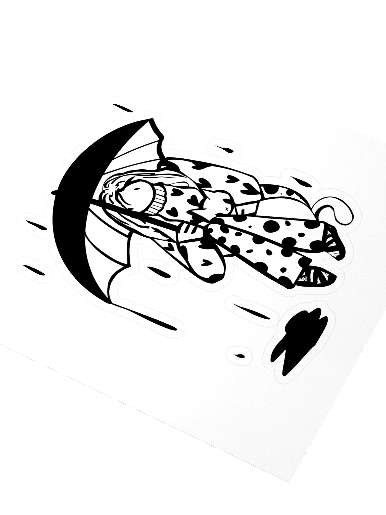 Sticker: Line art of Girl with cat under umbrella product image (3)