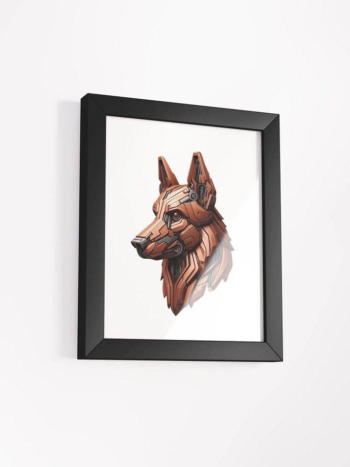 Framed High-Quality Matte Poster (in) | German Shepherd dog iron robot design product image (6)