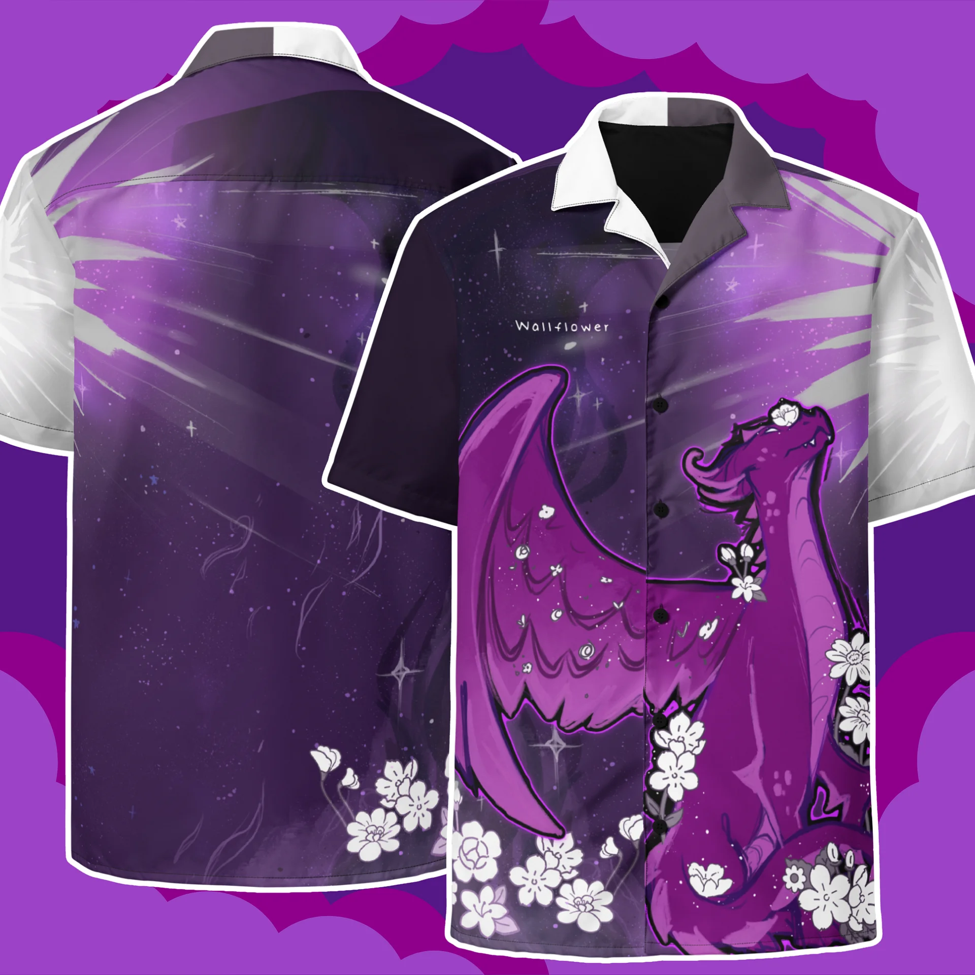 Asexual Subtle Pride Dragon Button Up Shirt product image (2)