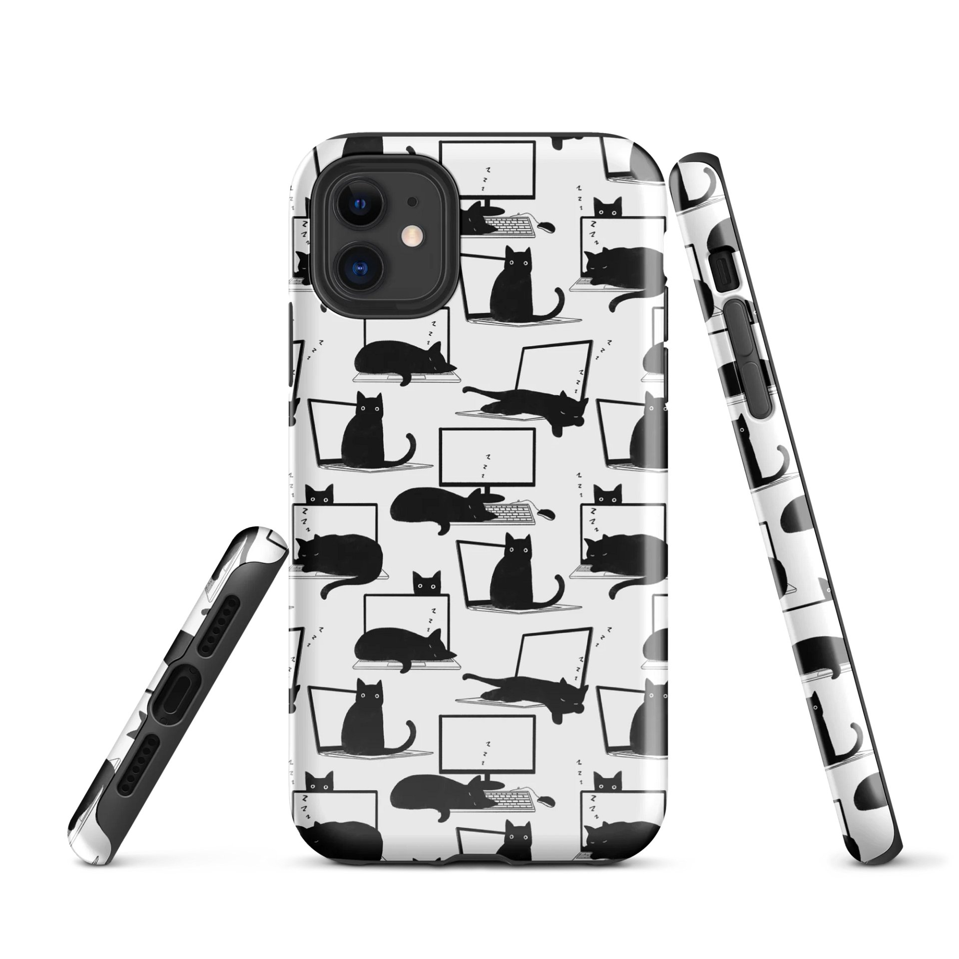 Cats Sleeping on Laptops Patterned iPhone Case product image (1)
