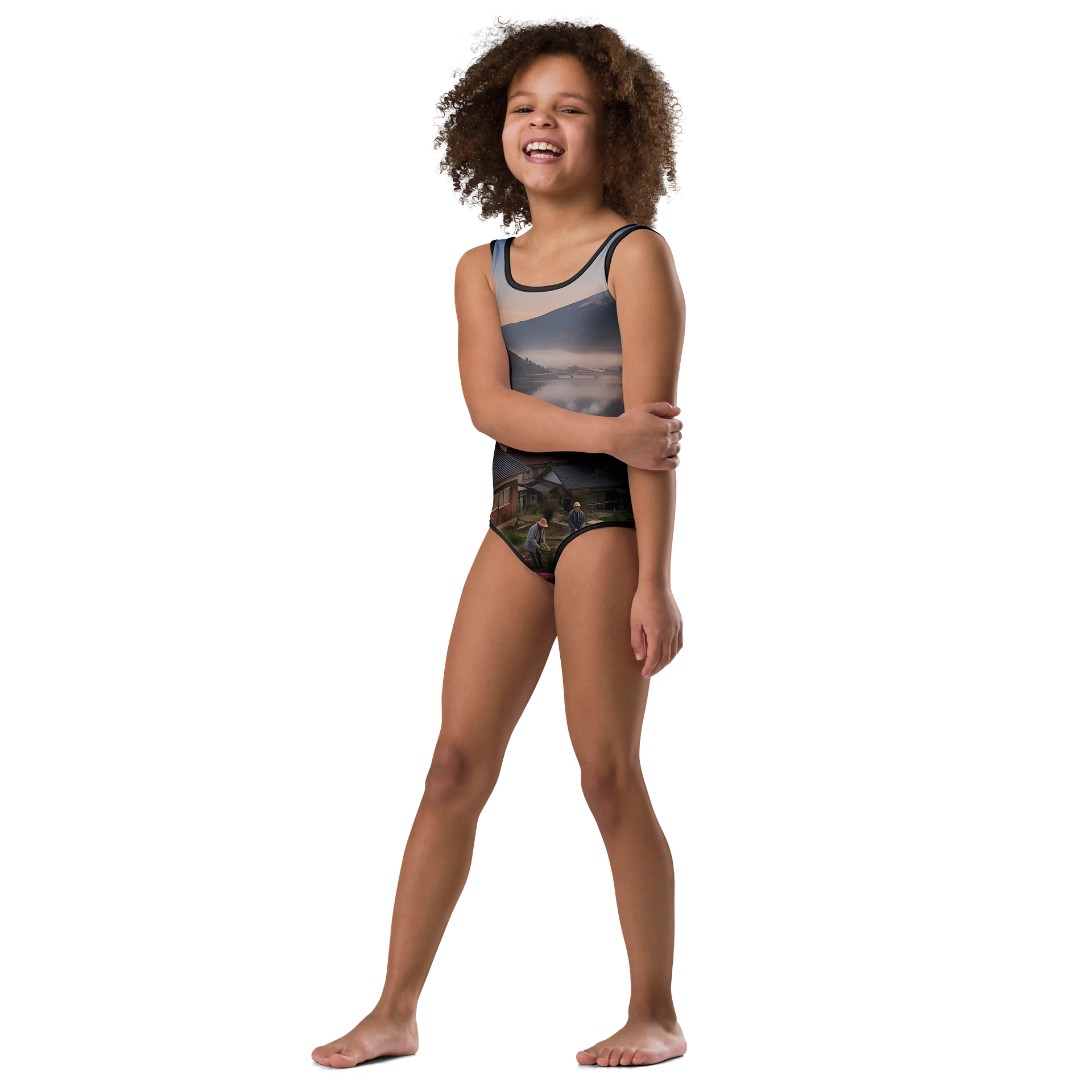 Mount Fuji & Japanese Village Kids One-Piece Swimsuit product image (6)