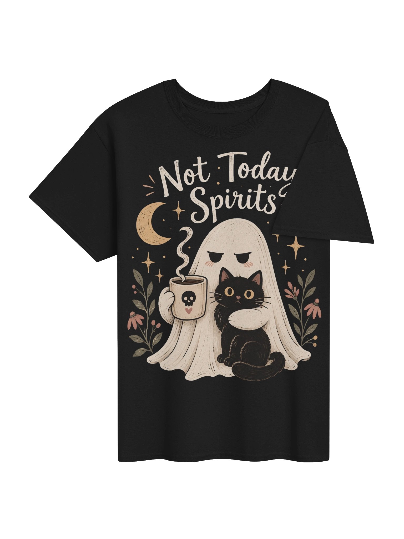Not Today, Spirits T-Shirt – Cute Ghost & Black Cat Halloween Tee product image (4)