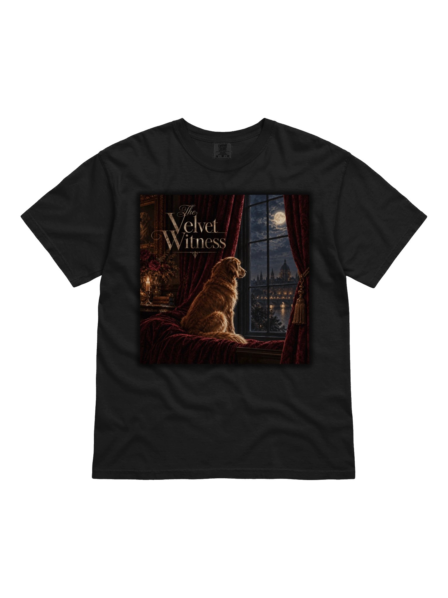Vintage Dog Graphic T-Shirt – Moonlit Golden Retriever Art | The Velvet Witness product image (8)